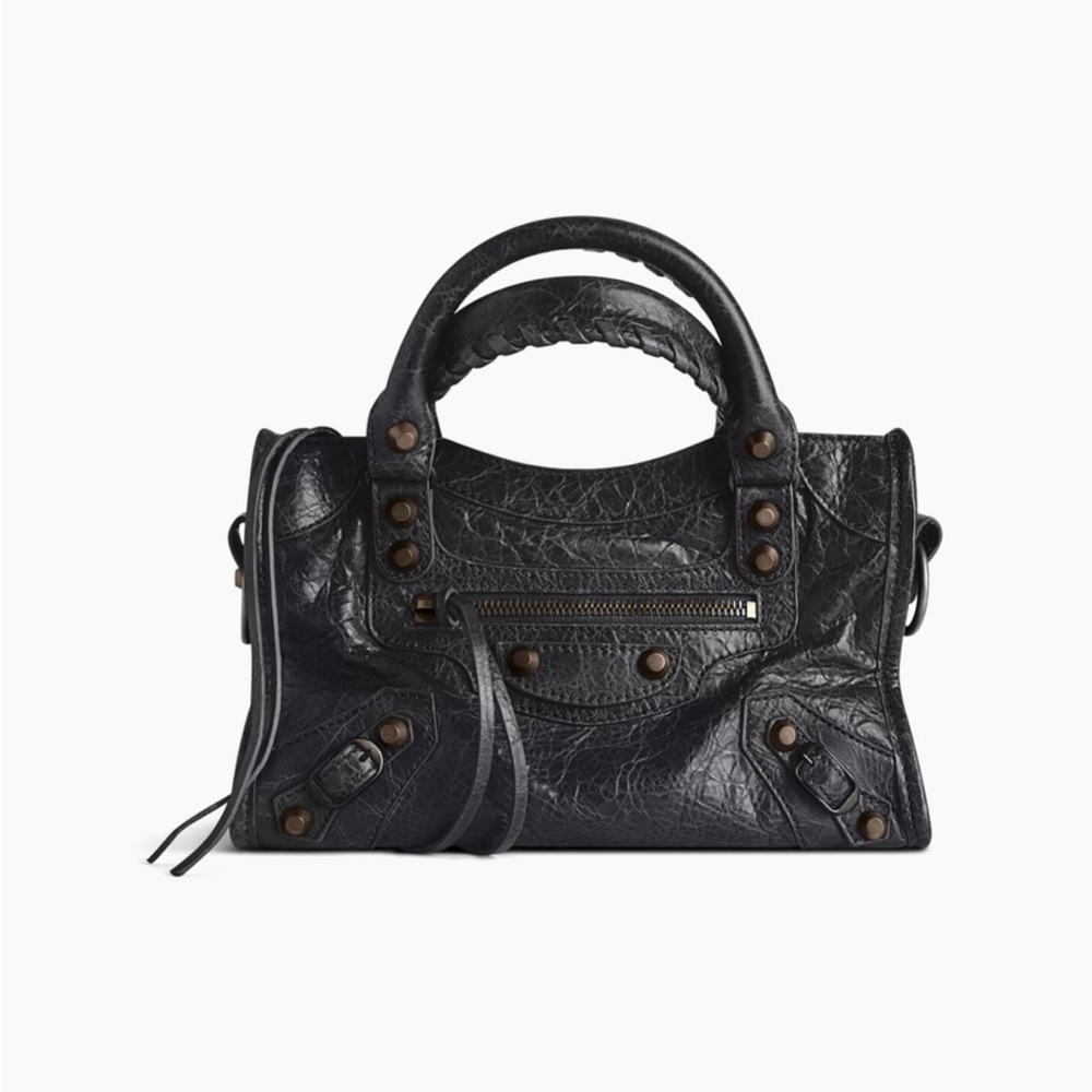 Black Balenciaga Leather Mini City Bag